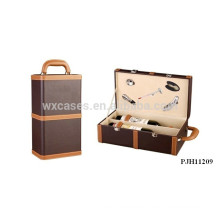 high quality portable leather wine box for 2 bottles from China manufacturer